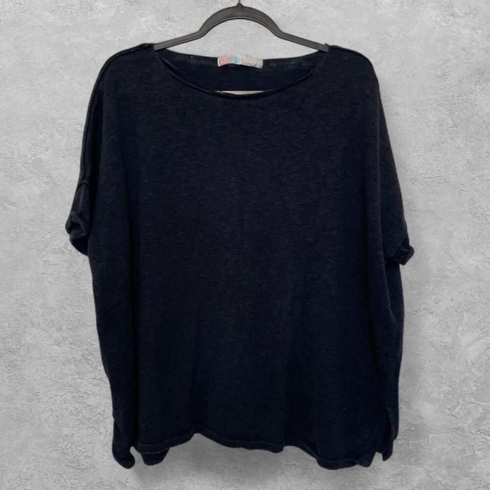 Free People FP Beach Oversized Knit Top S Black Boho Coastal